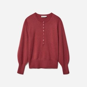 Everlane Cashmere Henley in deep rose